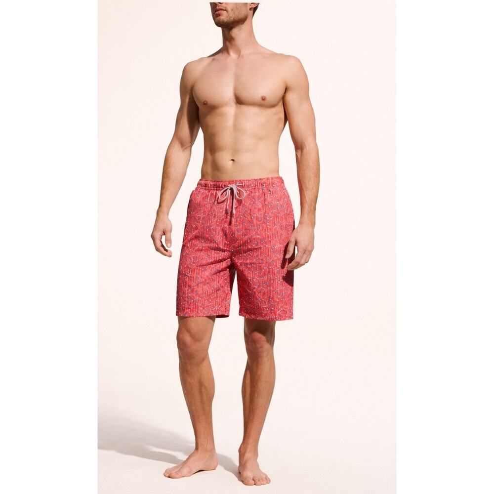Peter Millar Seaside Swim Trunks Mens M Board Shorts Red Aperitif Quick Dry